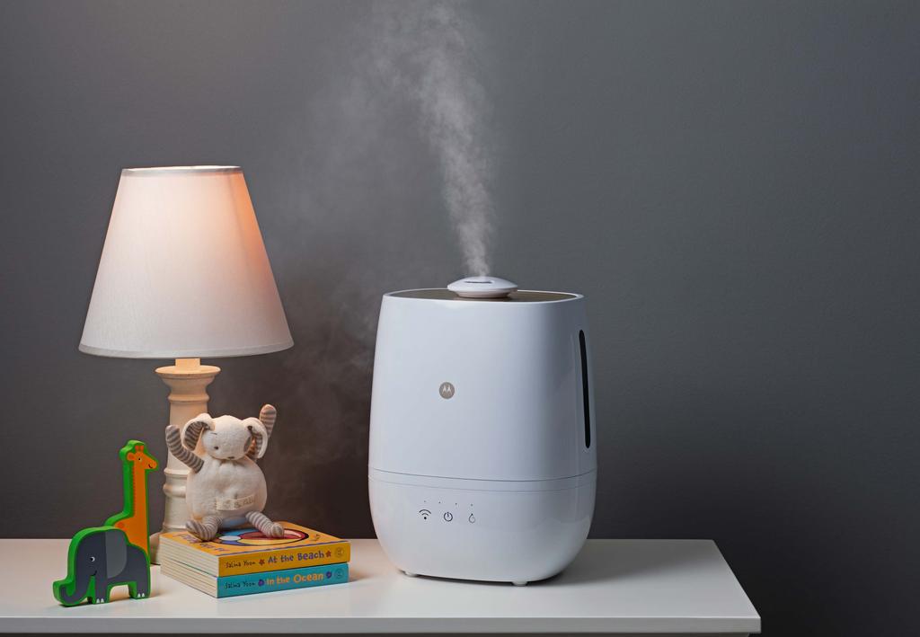 Connected Humidifier with Air and Water Purification Smart Humidifier Your nursery just got smarter. Help your baby breathe easy and sleep soundly with the Motorola Smart Humidier.