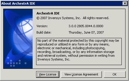 272 Chapter 11 Managing Galaxies 2 Click About ArchestrA IDE.