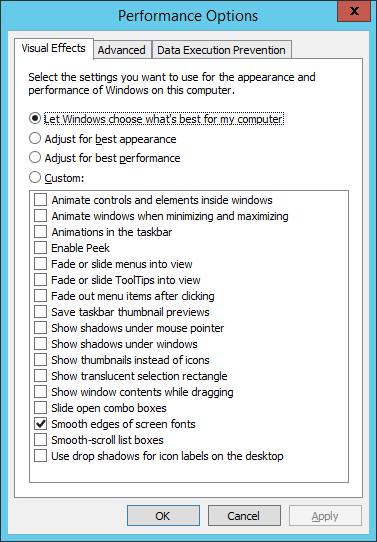 4. In the Performance area, click Settings. The Performance Options window is displayed. 3.
