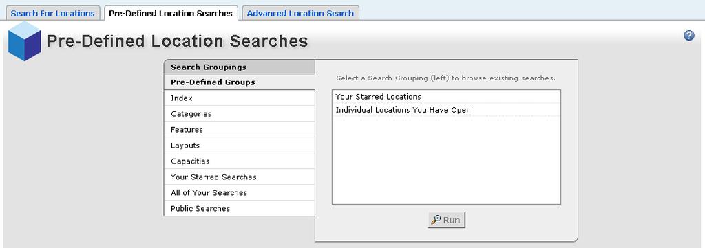 Under the tab Search for Locations, you can search by keyword, or click More Search