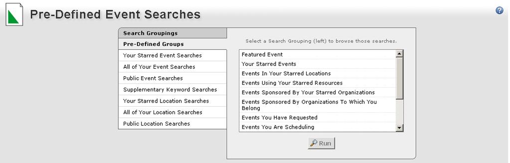 Under the tab Search for Events, you can Search by Keyword. If you know the exact title of the event, or some of the title s key words, you can type it in and click Go.