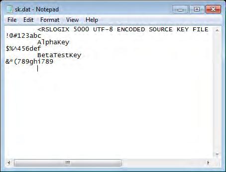 Chapter 2 Configuring source protection in the Logi Designer application 3. In the Source Key Configuration dialog bo, click View to open the sk.dat file with a tet editor, such as Notepad. 4.