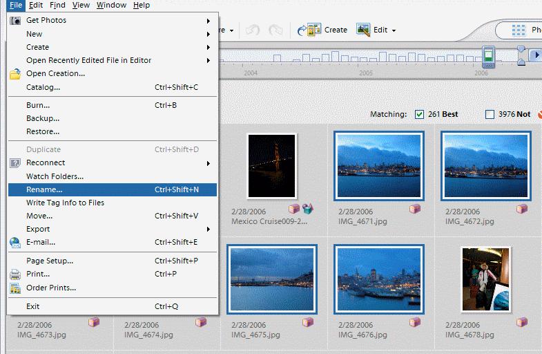 Photoshop Elements Organizer Rename groups of pictures as needed