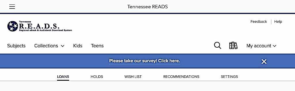YOUR R.E.A.D.S. ACCOUNT After you click SIGN IN, the Tennessee R.E.A.D.S. site opens.