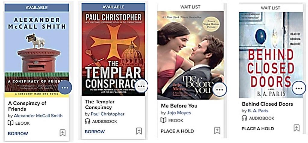 After your search results are displayed, you can touch the icon that appears on the side of the cover image to get more information about that book.