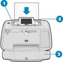 Chapter 3 To load paper 1. Open the output tray. The input tray opens automatically. 2. Load up to 20 sheets of photo paper with the print side or glossy side facing the front of the printer.
