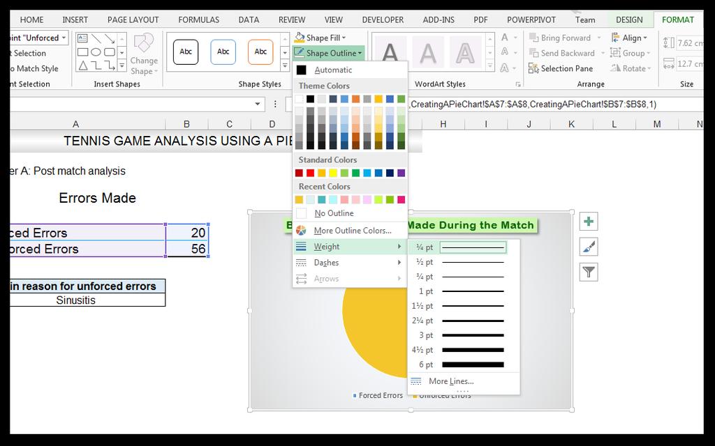 7) With the data point still selected, go to Chart Tools>Format>Shape Styles and click on the drop-down arrow next to