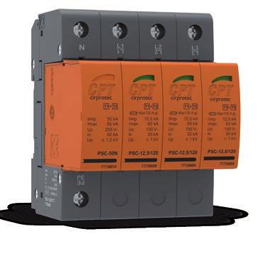 Type 1+2 SPDs PSC 12,5 PSC 12,5 is the range of combined Type 1+2/Class I+II devices intended for discharging lightning currents (10/350 μs) and protecting against induced voltage surges (8/20 μs),