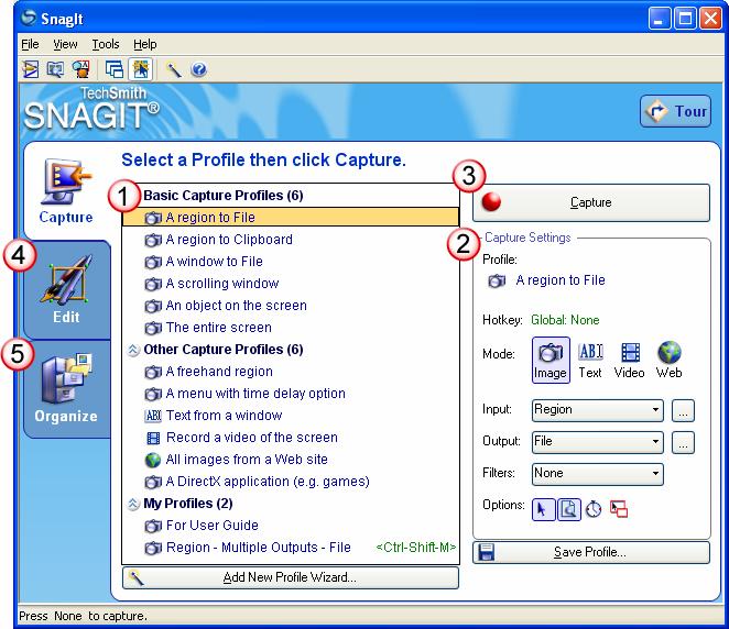 Getting Started Guide SnagIt SnagIt Overview SnagIt has an easy-to-use and intuitive interface. Below you will find a basic overview of the different components of the Normal view.