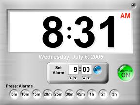 28 Alarm Clock Displays large time, and small day, month, date, and year. Triggers an alarm at a set alarm time. Use for: Quickly setting a single alarm.