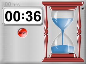 7 Hourglass Timer Hourglass visually displays time elapsed and time remaining and triggers an alarm at 00:00:00. Use for: Allotting a predetermined time to an event.