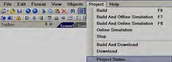 5.3.3 Project status During design time, it is possible to check current status of