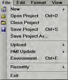 5.3.6 File New: To create a new project Open Project: To open existing project Close Project: To close present project Save Project: To save Project in default path Save Project As: To save project