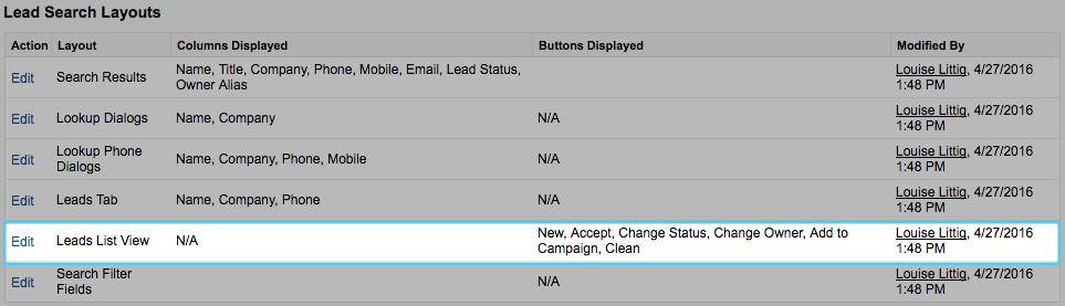 After you installed this button for the Leads List View, you will need to repeat these steps for the Contacts, Accounts and Opportunities