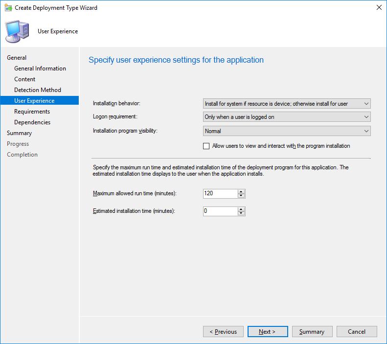 b. Click Next. 6. Specify Requirements for VMware Tools Deployment Type.