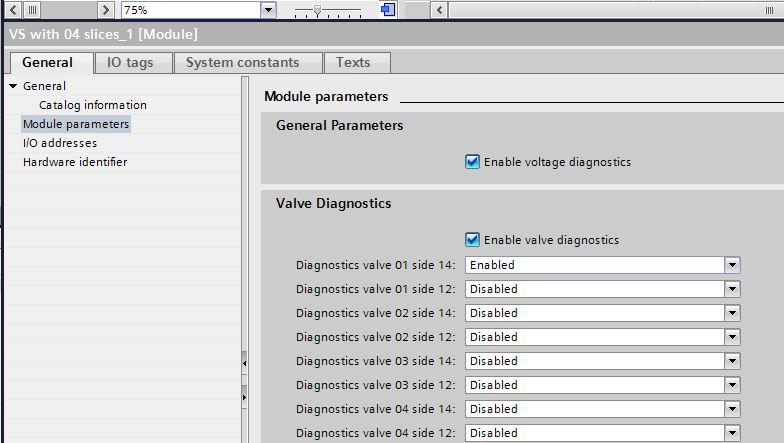 4.5.2 Valve Diagnostics It is possible to enable/disable the valve diagnostics (channel diagnostic) in general or for each single solenoid.