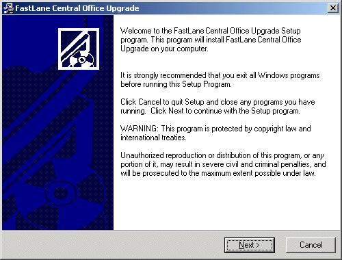 Upgrading FastLane Central Office Once you have communicated and backed up your data and updated MDAC and MSDE, you can upgrade the FastLane Central Office software.