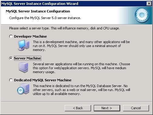 SAS Activity-Based Management 7.11 Installation, Migration and Configuration Guide 7. The Server Type dialog displays.