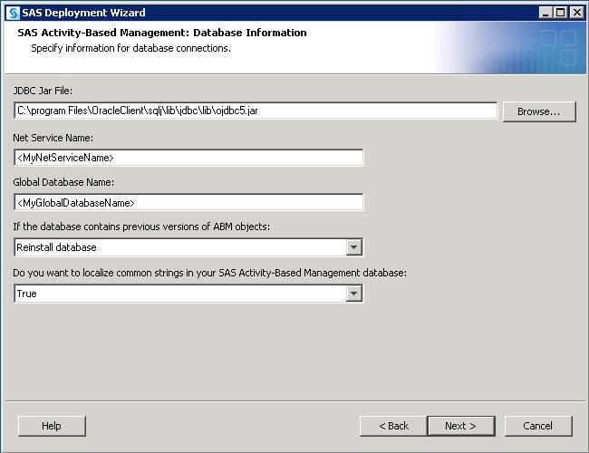 SAS Activity-Based Management 7.11 Installation, Migration and Configuration Guide SAS Activity-Based Management database or the database login from your new database installation.