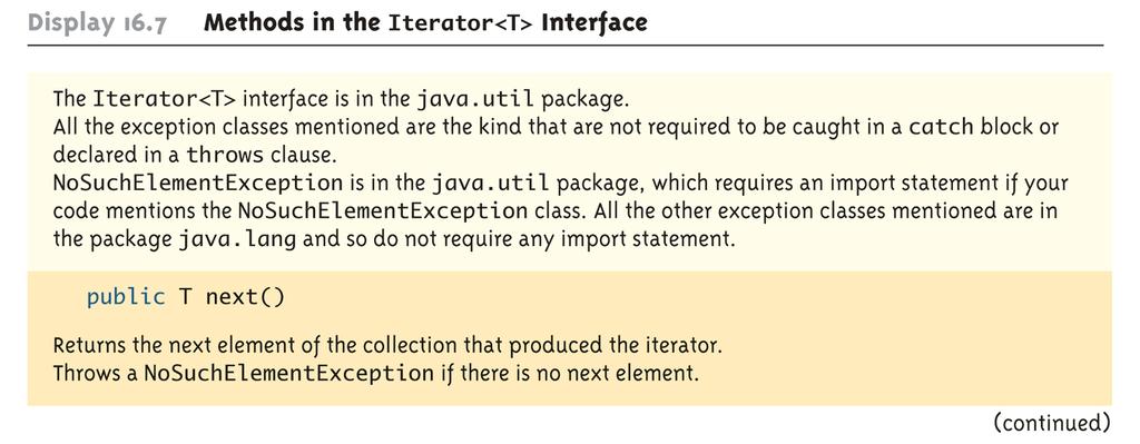 Methods in the Iterator<T>