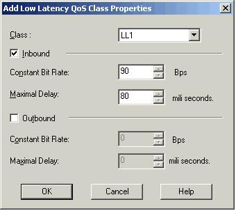 To Add Qos Class Properties for Expedited Forwarding FIGURE 2-23 Add Low Latency QoS Class Properties window To display this window, click Add or Edit under Low latency Classes or DiffServ>Expedited