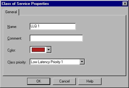 Low Latency Classes To Define class of Service Properties for Low Latency Queuing FIGURE 2-25 Class of Services window - Low Latency Queuing Name The name
