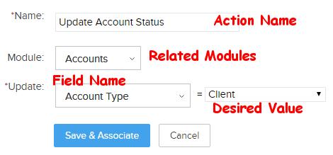 For example, when a Potential is Closed Won, you could use this trigger to update both the Account and the Contact Type fields to Client. You can have up to 3 Update field actions per action.