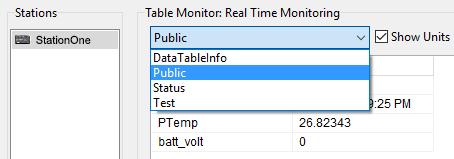 The Status table includes information on the health of the datalogger and is updated only when viewed. The DataTableInfo table reports statistics related to data tables.