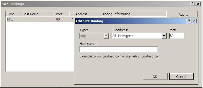 As can be seen the IP address field is set to All Unassigned. If the default configuration is left, no further IIS configuration is required.