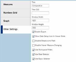 5 Customize Widget options menu Click the options button to open a menu that allows you to change the format, allow drill-down, export, and more.