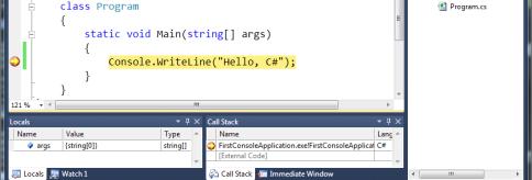built-in debugger It provides: Breakpoints Ability to trace the
