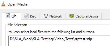 This section describes how to open the SLA video stream using a SDP (Session Description Protocol) file with the VLC media player. 1.