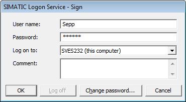 5 of the User Interface Field Signing Used to open the SIMATIC Logon dialog for authentication.