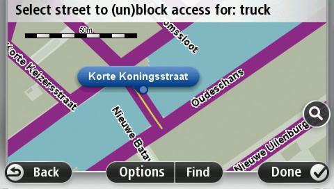 The street you select is highlighted and the cursor shows the name of the street. 4. Tap Done.
