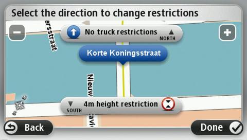 If multiple restrictions apply, tap View all to see all the Northbound and Southbound truck restrictions. Tap Back to continue.