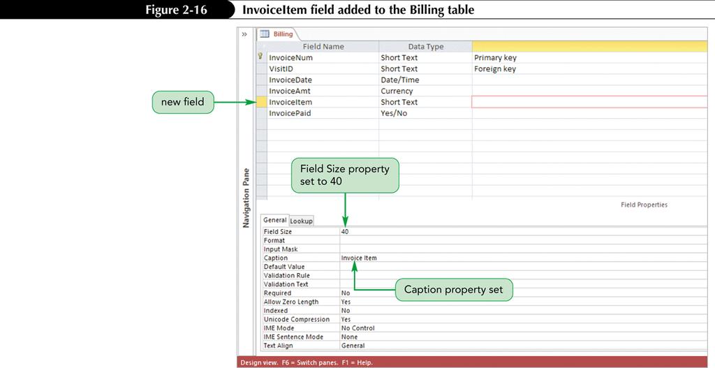 Creating a Table in Design View (Cont.