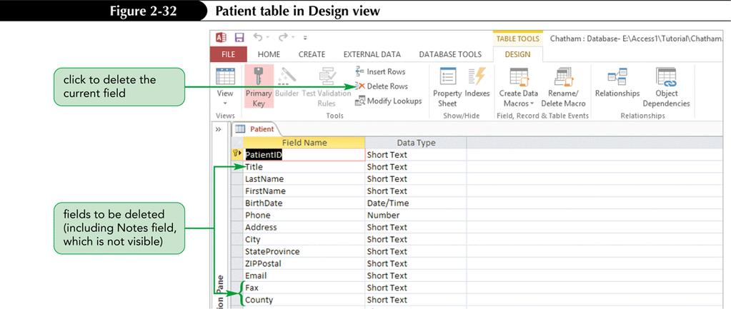 Modifying the Imported Table Deleting Fields from a Table Structure After you ve created a table, you might need to delete one or more fields (which also deletes all the values for that field from
