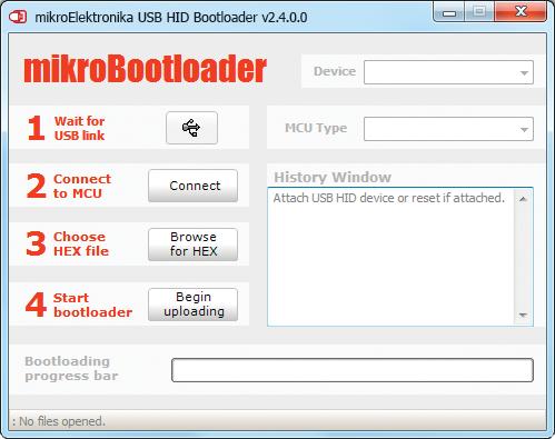 Programming with mikrobootloader You can program the microcontroller with bootloader which is preprogrammed by default. To transfer.
