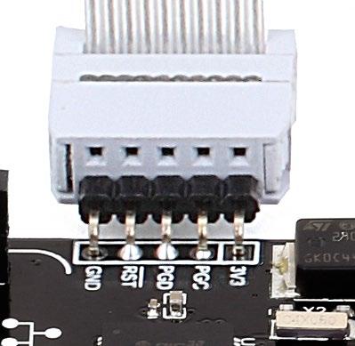 The external programmer is connected to the development system via 1x5 mikroprog connector, Figure 4-9. mikroprog is a fast USB 2.