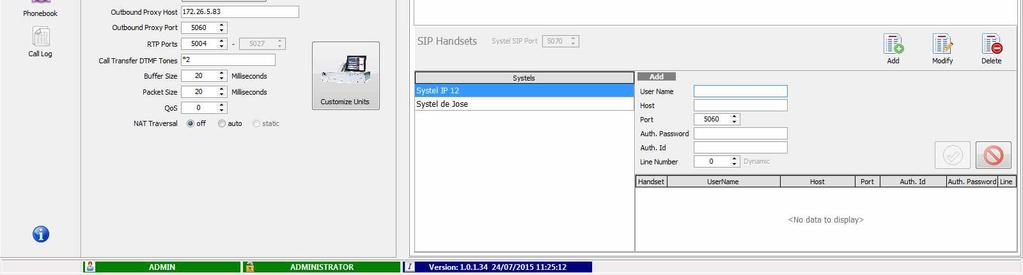 Id: User name associated with the password requested to the SIP phone when it tries to register in Systel IP.