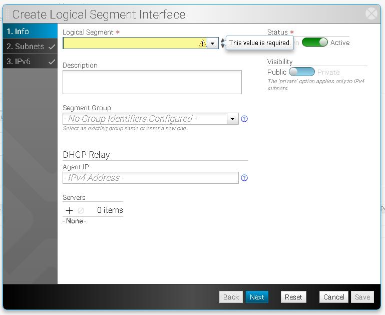 Segment Interfaces selected 4. In the right pane under Segment Interfaces, click the icon.