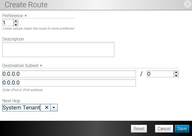 Scroll down to the Routes section and click the icon to open the Create Route dialog box.