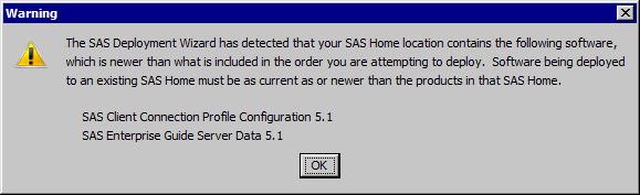 Adding, Updating, and Upgrading SAS Software 165 SAS wants to make sure that you are always installing software from an order corresponding to a release level that is identical to or newer than the