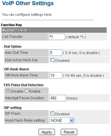 Other Settings This page is used to configure the parameters for other settings.