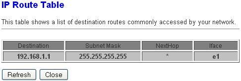 Fields on the first setting block Enable Destination Subnet Mask Next Hop Metric Interface Function buttons Add Route Update Delete Selected Show Routes Description Check to enable the selected route