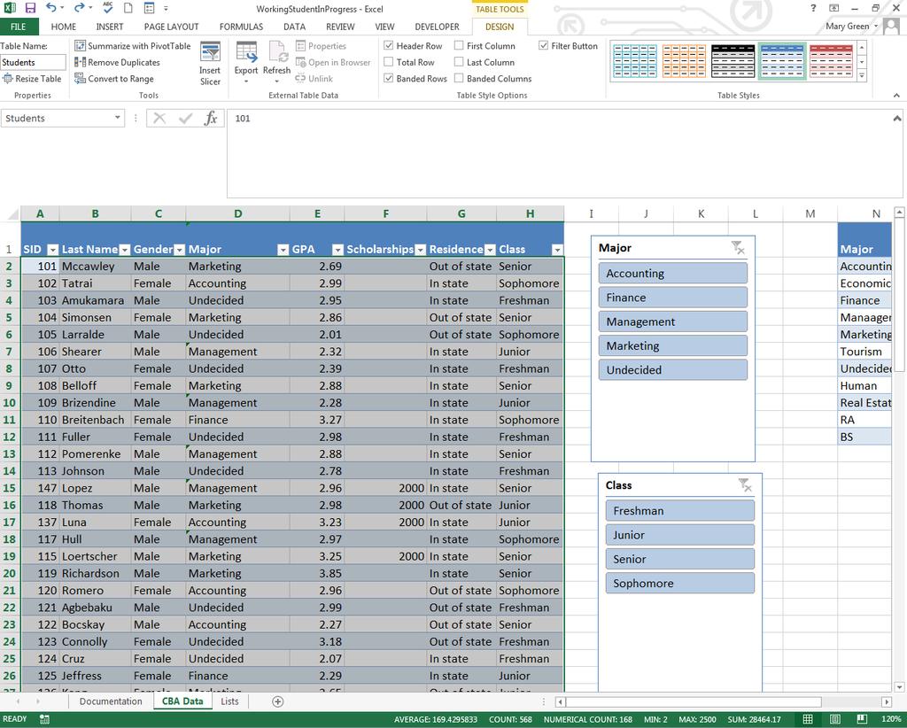M) Converting a table back to a range of cells to get subtotals Select the table Under the Table Tools Design tab in the Tools group press convert to range When the message pops up press yes Your