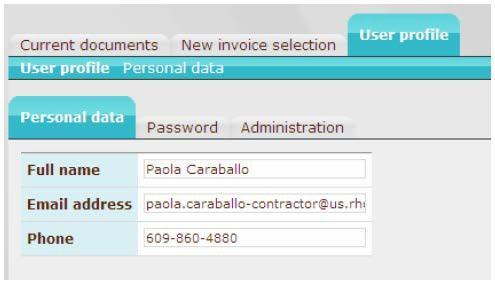 Changing your user details 1. Click the User profile tab. Click the Personal data tab 2.