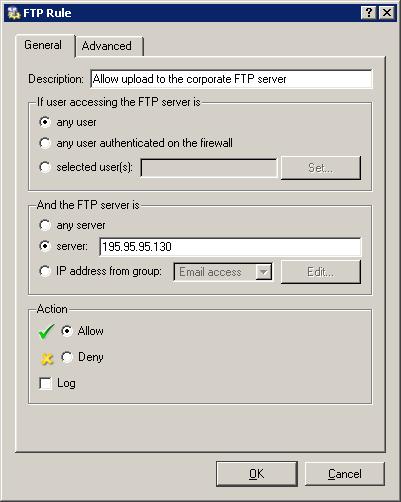 Chapter 2 Headquarters configuration external IP address from which the FTP server is mapped (IP translation is performed before content filtering rules are applied)! 2. The same method can be applied to enable upload to a particular FTP server in the Internet whereas upload to other FTP servers will be forbidden.