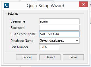 Select the Database Name for the SalesLogix database to use and then click Save.
