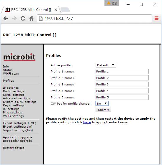 Profiles The profile menu is used to store nd lod settings profiles. This could be convenient if you chnge settings often.